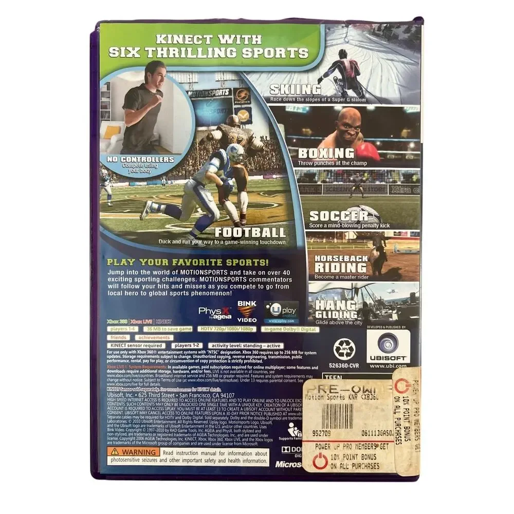 Motion Sports Play For Real Xbox 360 Kinect Game Complete